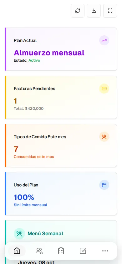 Inicio en el celular, con la barra de navegación inferior